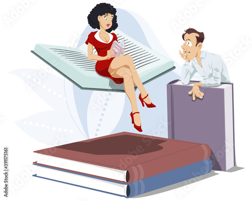 Time to read books. Woman reading. Picture concept for web page design.