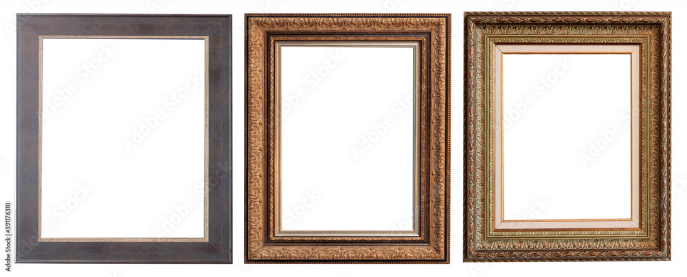 Frames picture baguettes isolated on white background set. Frames picture baguettes isolated on white background set.