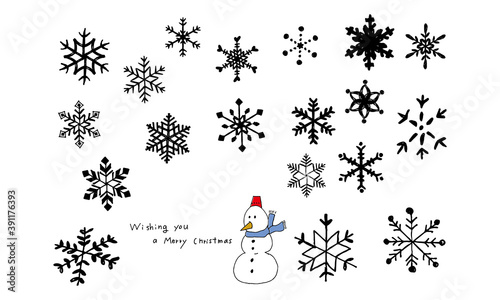 手描き雪の結晶素材セット