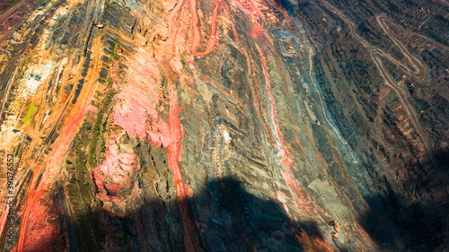 Iron ore quarry open pit mining of iron ore is huge. photo