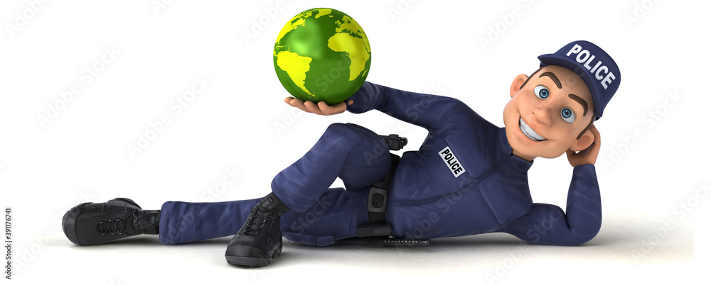 Fun 3D illustration of a cartoon Police Officer Fun 3D illustration of a cartoon Police Officer
