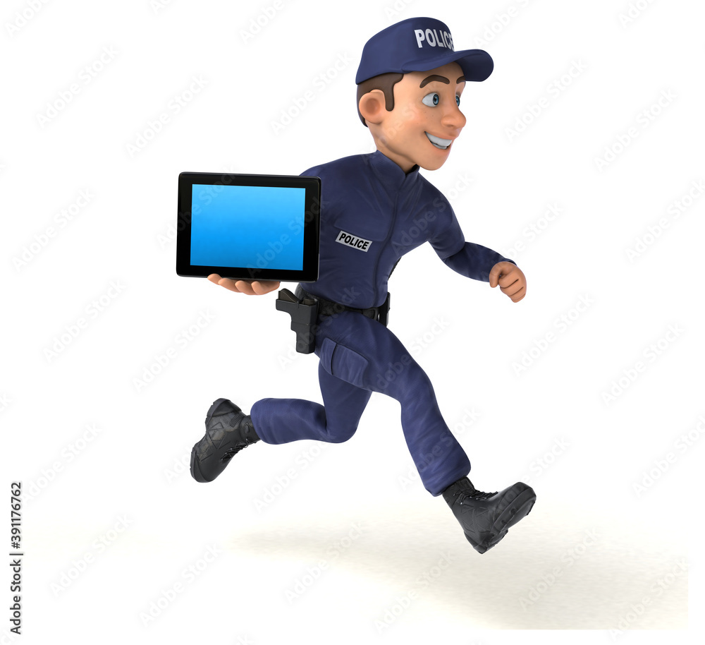 Fun 3D illustration of a cartoon Police Officer Fun 3D illustration of a cartoon Police Officer
