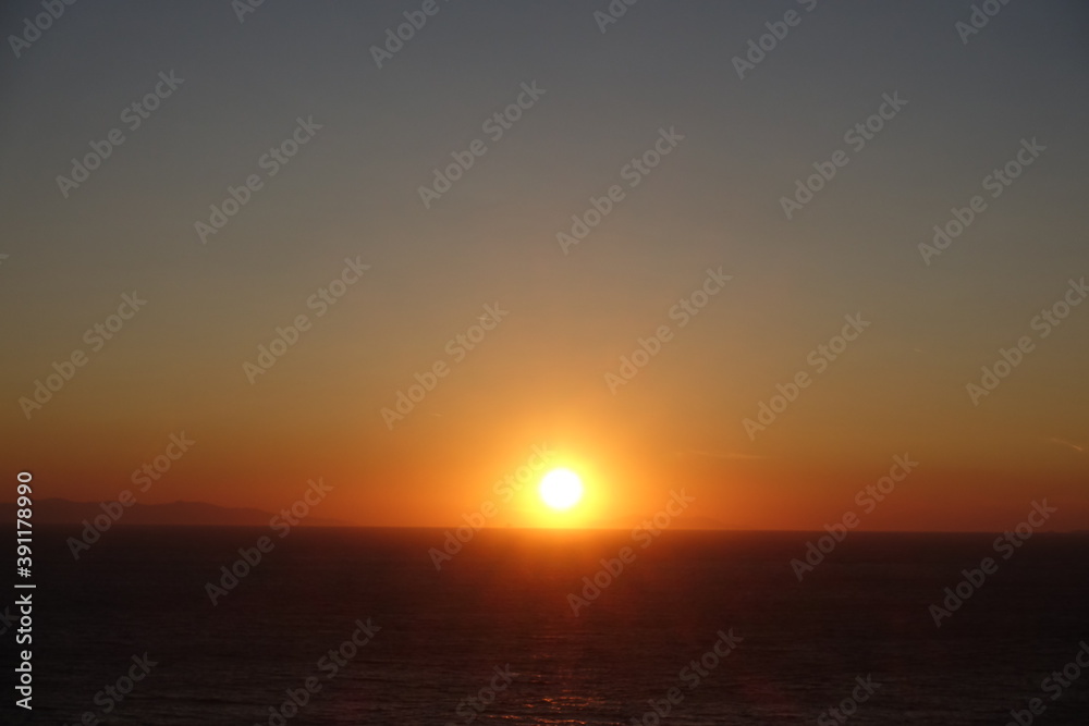 Sunset at the city of Mykonos