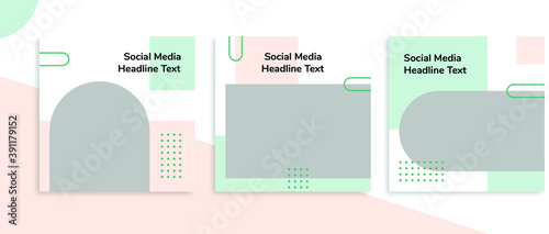 Set of editable square banner templates for Instagram post, Facebook post, for personal profile, artist, trainer, motivator, coach, advertisement, and business. With simple pink and blue color. (1/3)