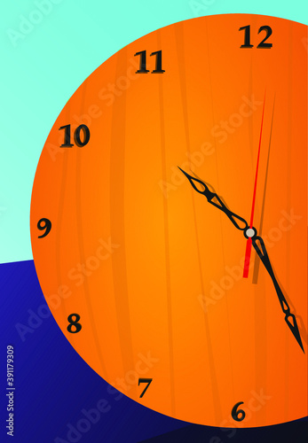 orange wall clock on blue background