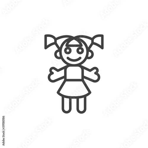 Doll toy line icon. linear style sign for mobile concept and web design. Baby doll outline vector icon. Symbol, logo illustration. Vector graphics