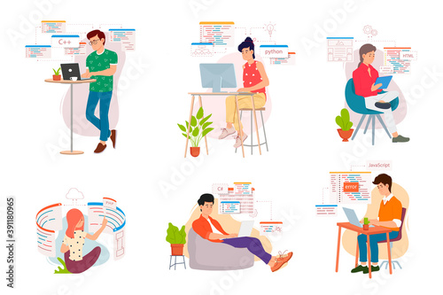 people programmers work on a computer, write codes in different programming languages.