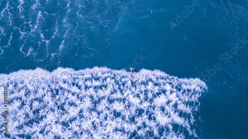 aerial surfer in sea