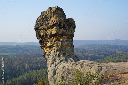 Interesting rock formation Capska palice with viewpoint, Czech Republic photo