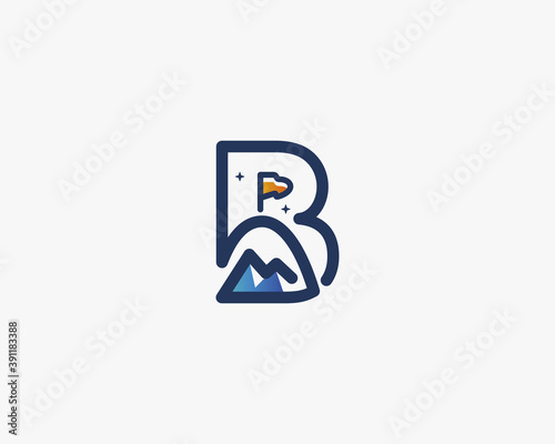 Creative B logo template. Modern B letter campsite peak logo design