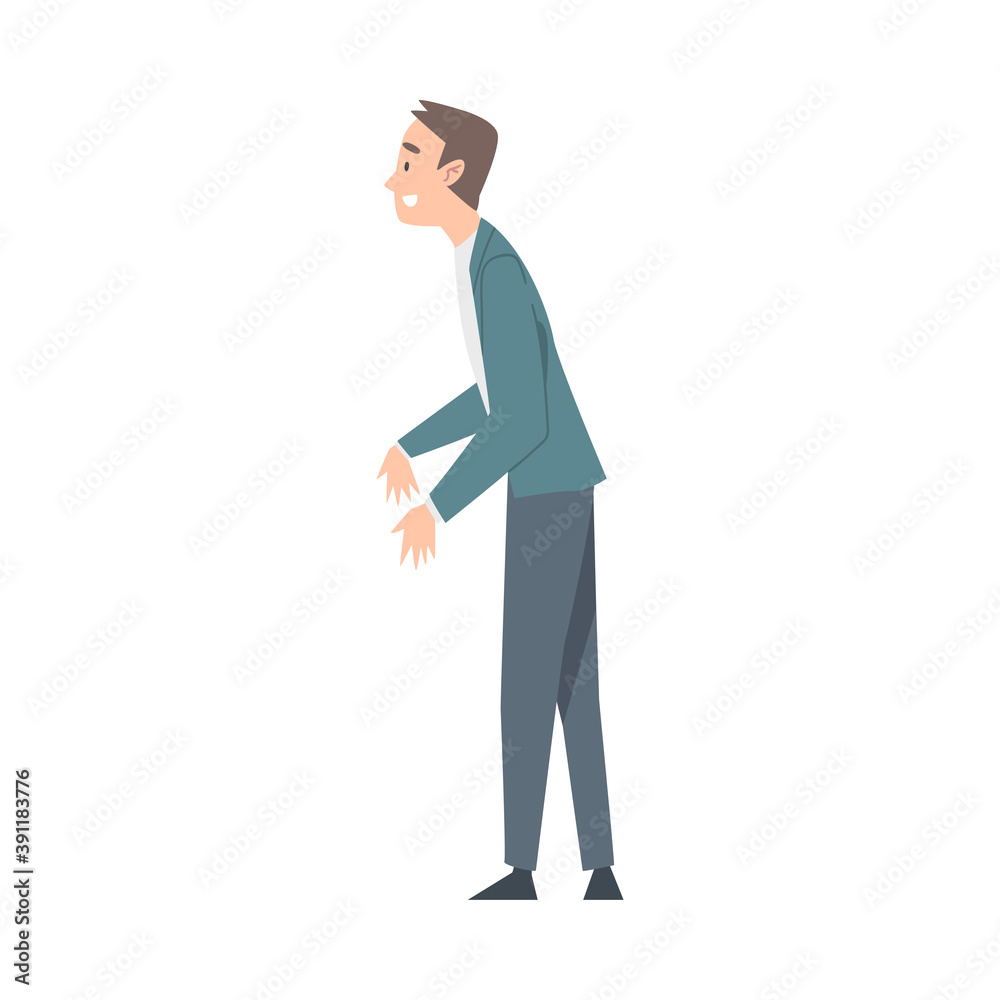 Side View of Cheerful Businessman Character Cartoon Style Vector Illustration Side View of Cheerful Businessman Character Cartoon Style Vector Illustration