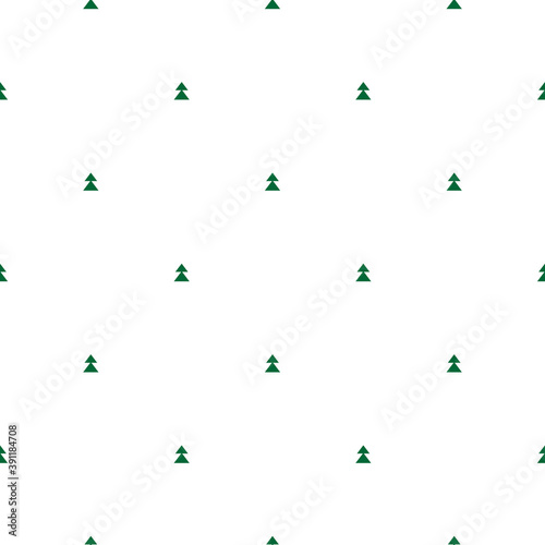 Green gemetric fir-trees on white background. Forest seamless winter pattern with spruce. photo