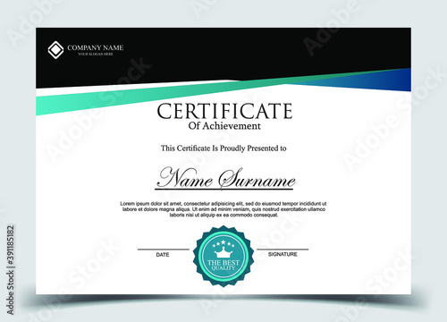 Certificate template. Diploma of modern design or gift certificate. Vector illustration.