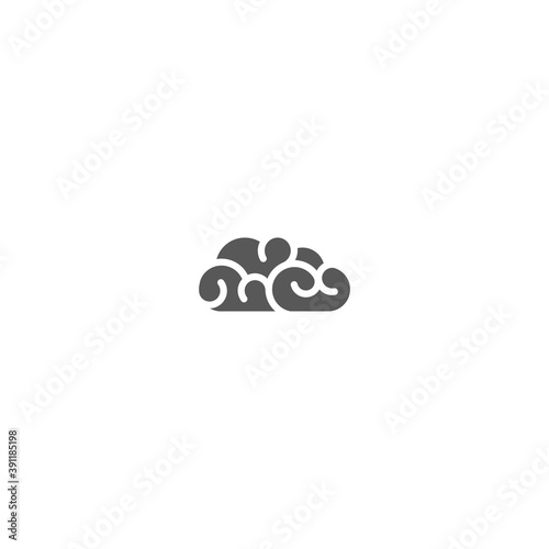 Black brain hemisphere icon. Intellect, phsychology, knowledge