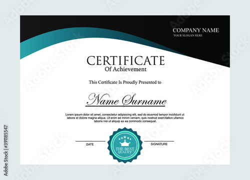 Certificate template. Diploma of modern design or gift certificate. Vector illustration.