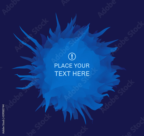 3d element with prickles. Crystal, mineral or stone. Isometric 3d frozen spike. Floral art in futuristic style. Design template with place for text. Vector illustration.
