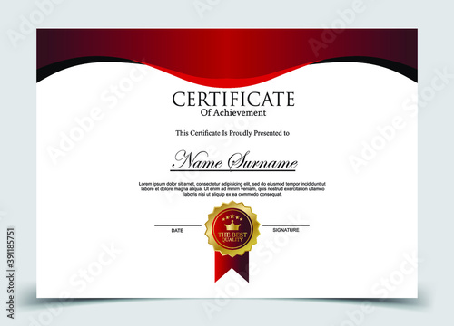 Certificate template. Diploma of modern design or gift certificate. Vector illustration.