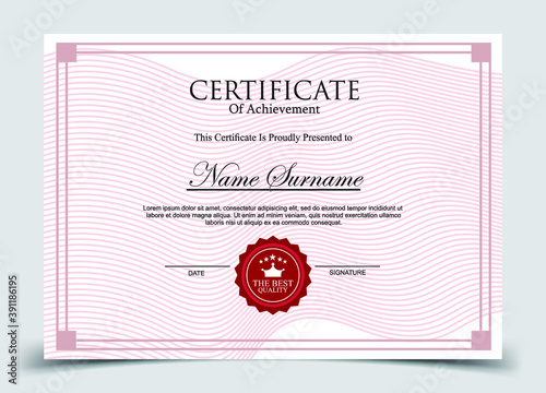 Certificate template. Diploma of modern design or gift certificate. Vector illustration.