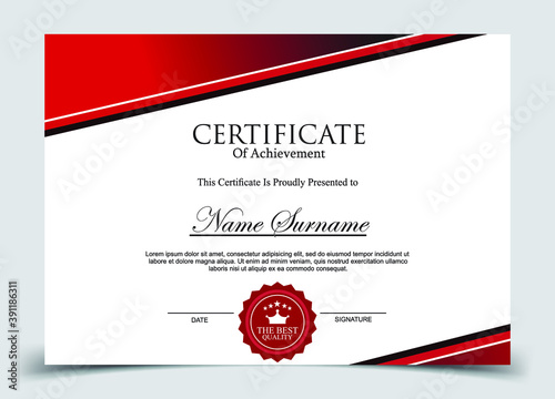 Certificate template. Diploma of modern design or gift certificate. Vector illustration.