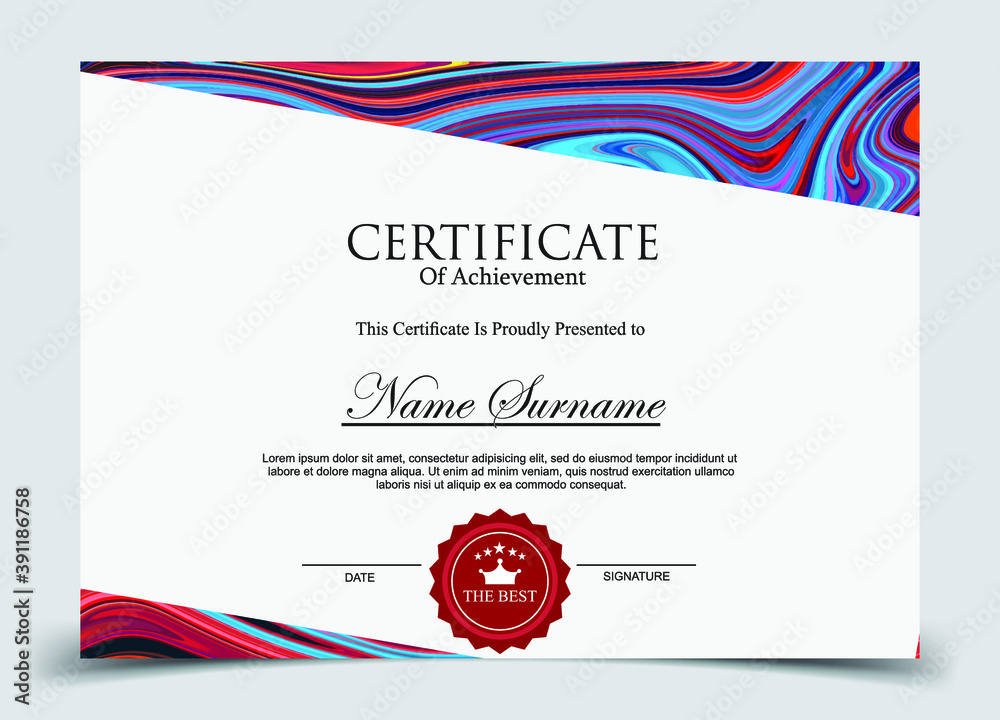 Obraz premium Certificate template. Diploma of modern design or gift certificate. Vector illustration.