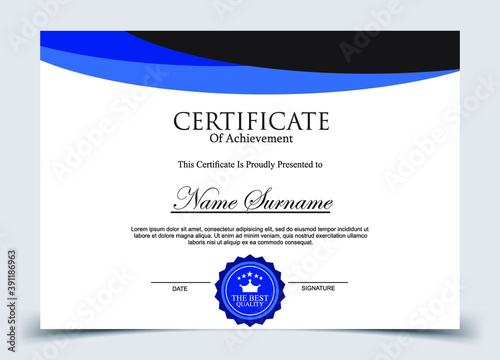 Certificate template. Diploma of modern design or gift certificate. Vector illustration.