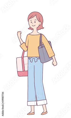荷物を持った女性