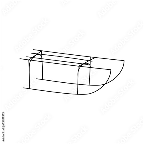 Winter Cozy mood concept. line art sleds. For your creative design. sledging symbol of winter. Outline abstraction. Modern Hand drawn vector illustration isolated on white background