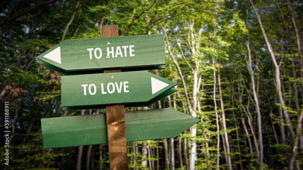 Street Sign TO LOVE versus TO HATE