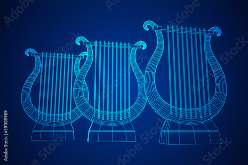 Ancient lyre or harp musical instrument