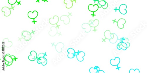 Light Green vector texture with women s rights symbols.