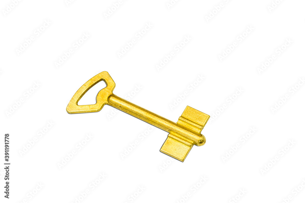 Gold color key metallic isolated on white background Gold color key metallic isolated on white background