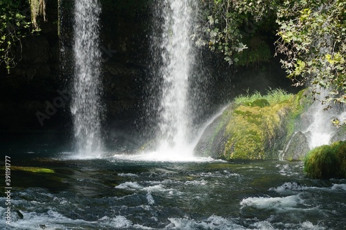 View of flowing Upper Duden Waterfalls in Antalya, Turkey.