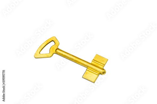 Gold color key metallic isolated on white background