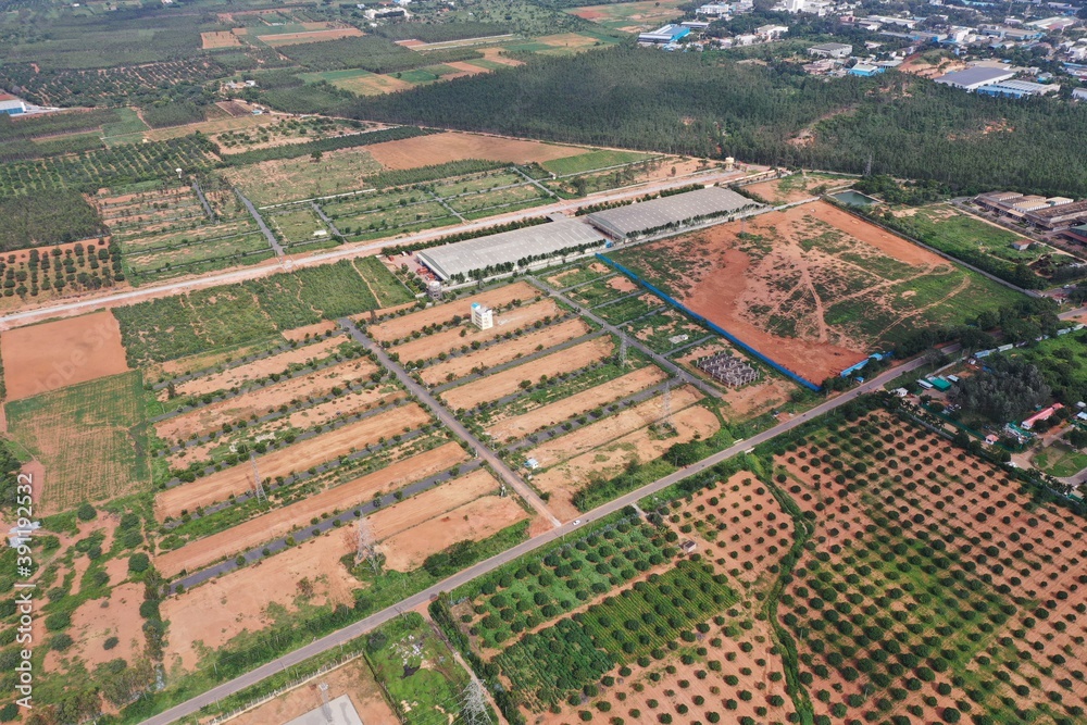 Aerial view of houses in Bengaluru outskirts
