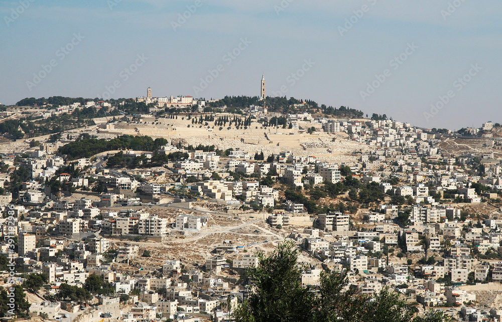 View of low-rise residential buildings in Jerusalem.