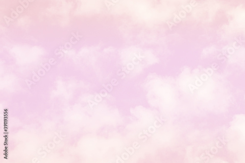 Beautiful sky and clouds in soft pastel color.Soft  pink cloud in the sky background colorful pastel tone.