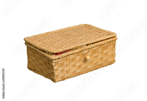 rectangular basket with a lid. isolated on white background
