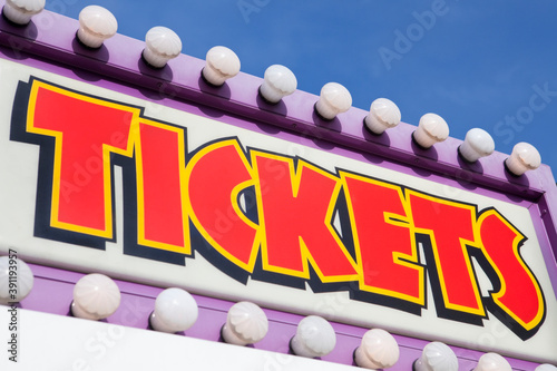 Ticket Booth Sign At Traveling Carnival photo