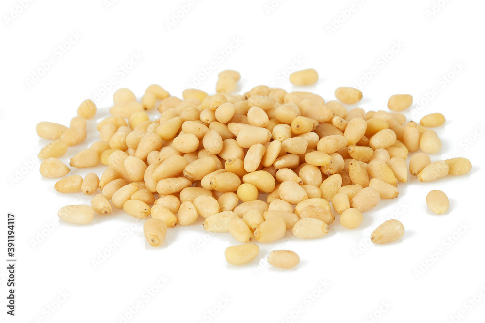 pine nuts isolated on white background pine nuts isolated on white background