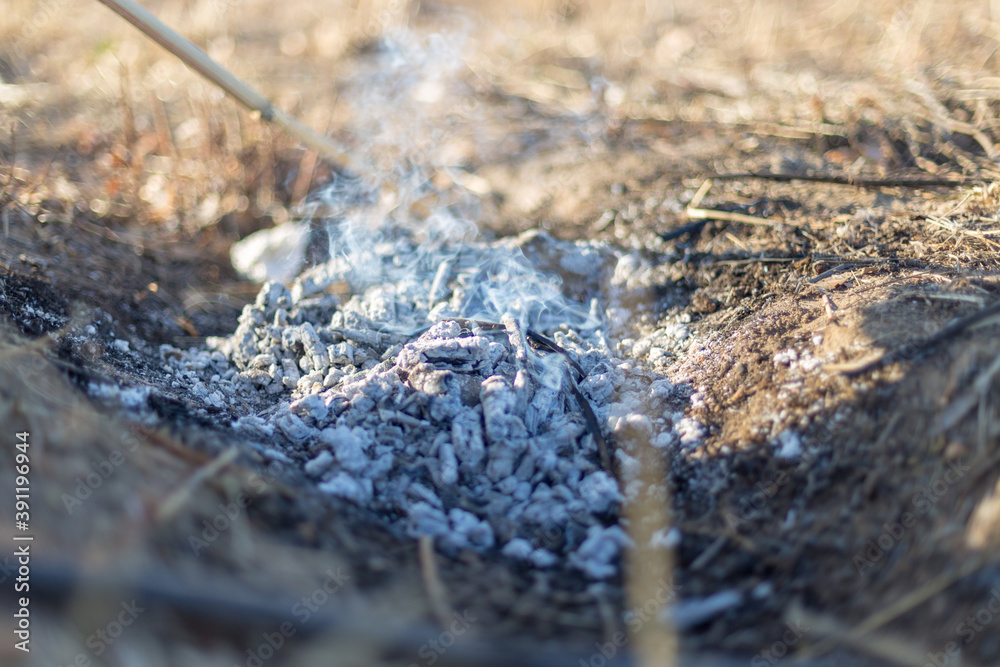 Picnic in nature. Cooking potatoes over a fire. Picnic in nature. Cooking potatoes over a fire.