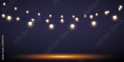 Christmas holiday lights background. Vector illustration