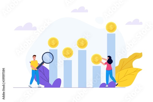 Investment opportunity searching concept. Vector illustration.