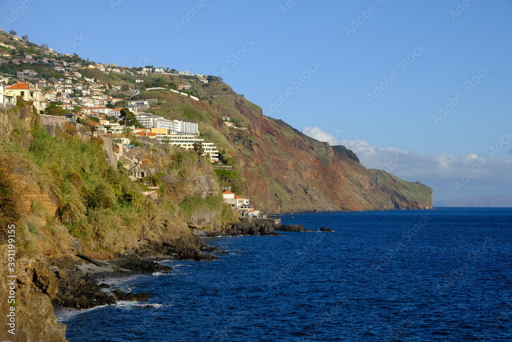 Cliffs and coastline of Funchal, Madeira Island, Portugal
