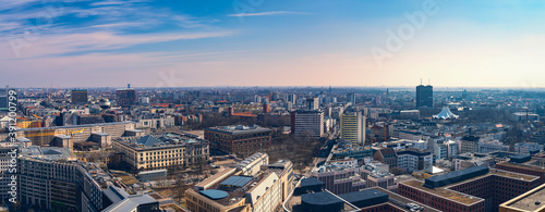 panorama of Berlin in the evening, seen from Potsdamer Platz