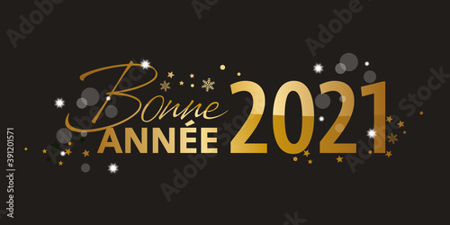bonne année 2021 doré or fond noir