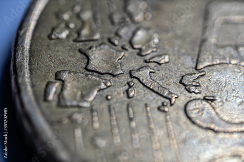 Fotografía macro de moneda de céntimo de euro.
