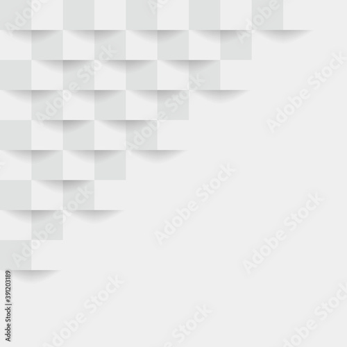 Abstract 3d white geometric background with shadow. Checkerboard texture.