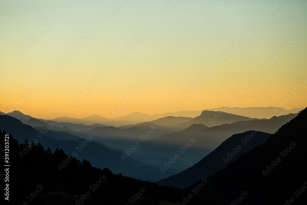Summer sunrise in Pedraforca mountain, Barcelona, Catalonia, northern Spain. Europe