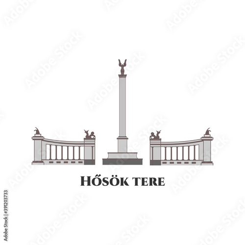 Hősök tere, Millennium Monument on the Heroes' Square. Historical building and a must see while in Budapest. One of the most-visited attractions in Budapest squares in Budapest, Hungary.