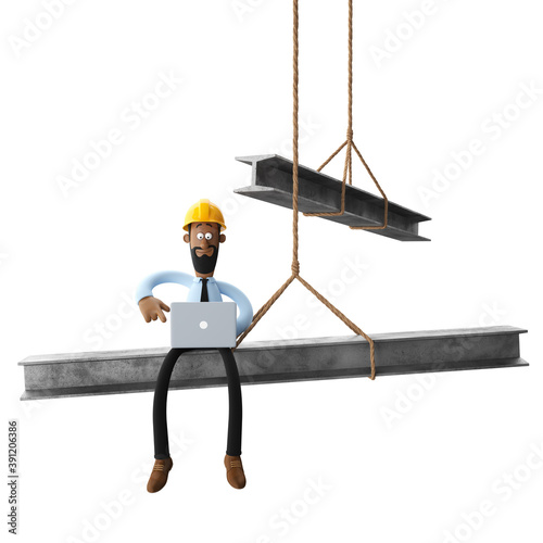 Fototapeta Naklejka Na Ścianę i Meble -  3d illustration of builder, construction engineer isolated on white background
